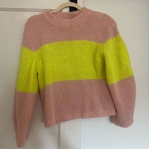 Tibi Pink and Yellow Crew Neck Sweater